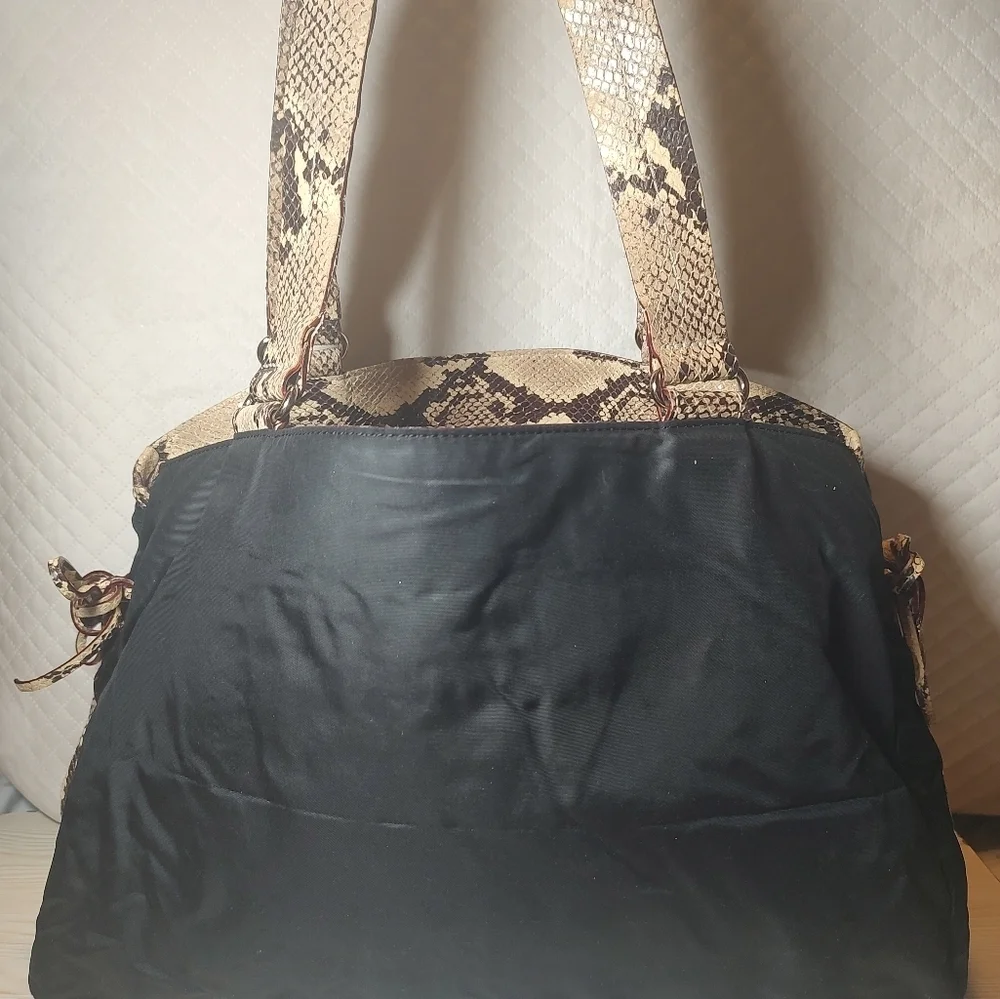 Kate Spade Nylon w/snakeskin trim shoulder Bag - GUC